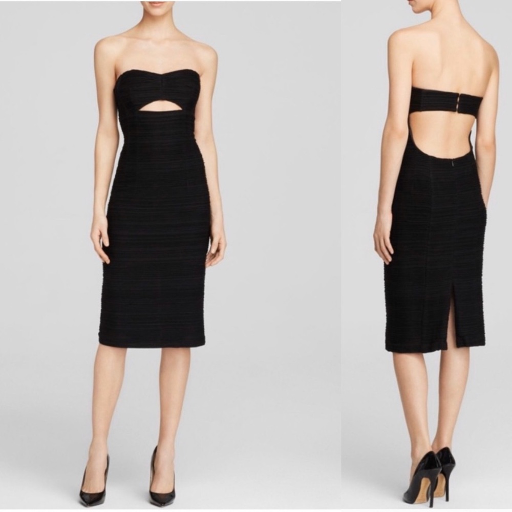 Nanette Lepore Black Strapless Midi Dress